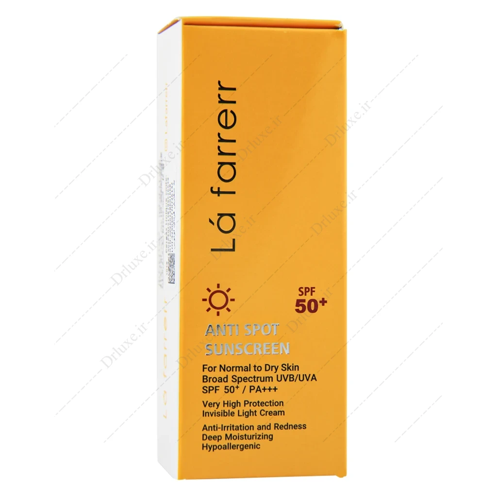 کرم ضد آفتاب و ضد لک SPF50 لافارر پوست معمولی و خشک